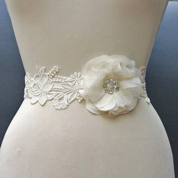 cinturon de flores para vestido de novia